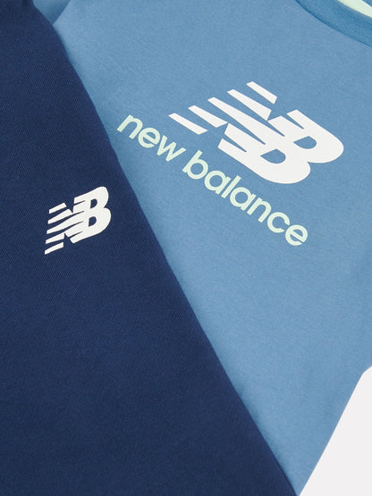 New Balance Blue Contrast Panel T-Shirt & FT Joggers Set image 3