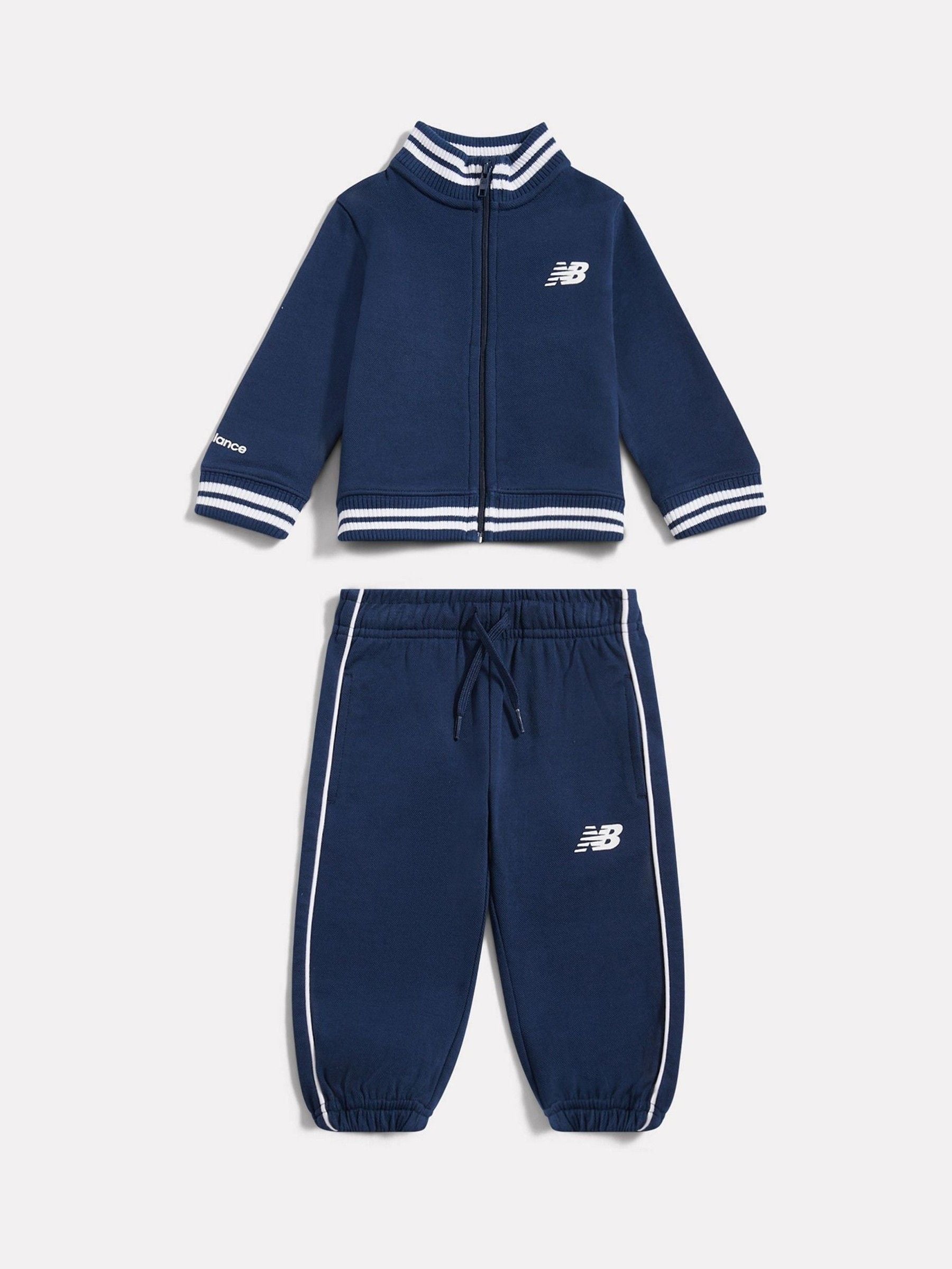New Balance Blue Double Knit Full Zip Funnel Top + Joggers Set image 1