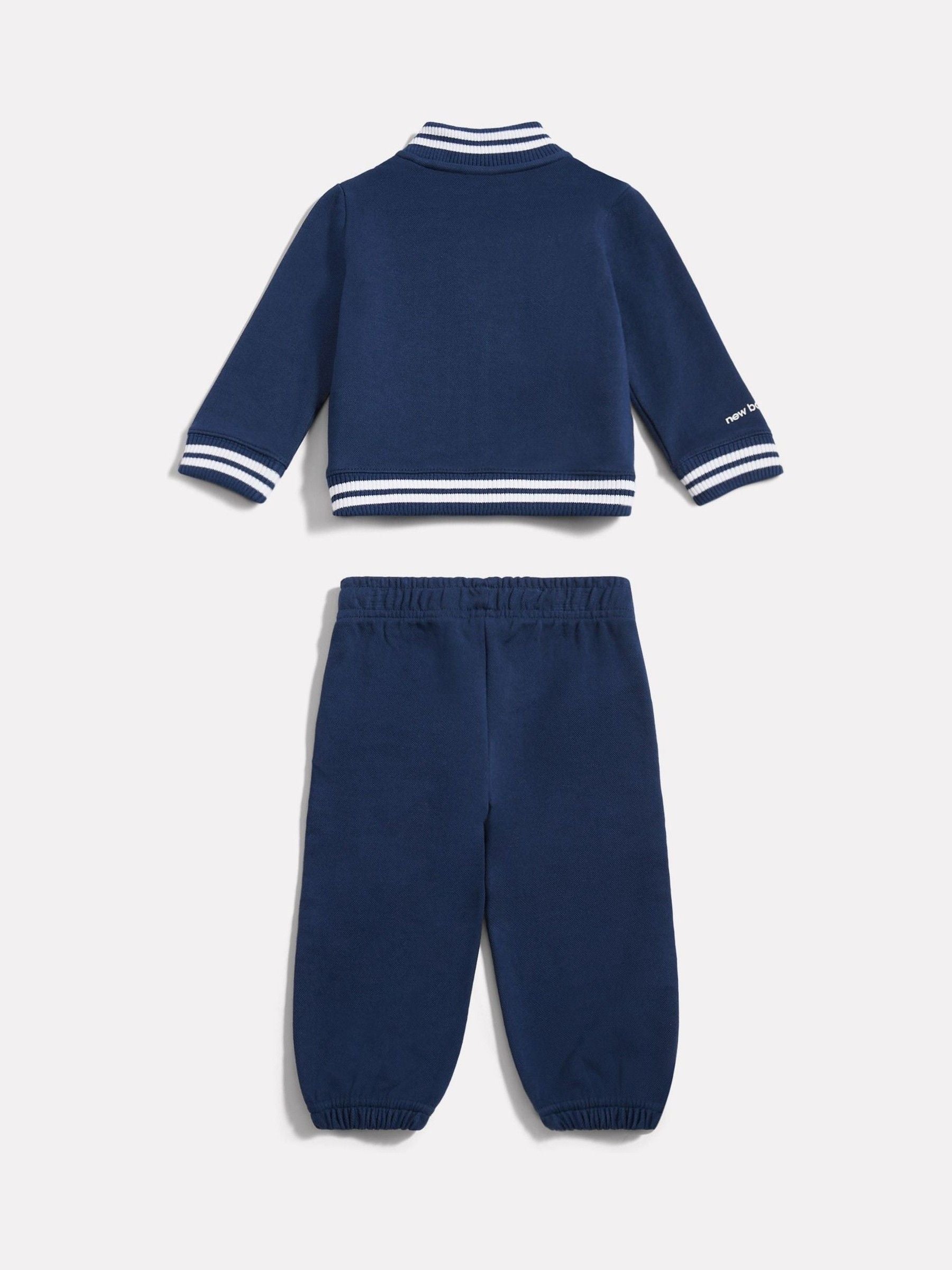 New Balance Blue Double Knit Full Zip Funnel Top + Joggers Set image 2