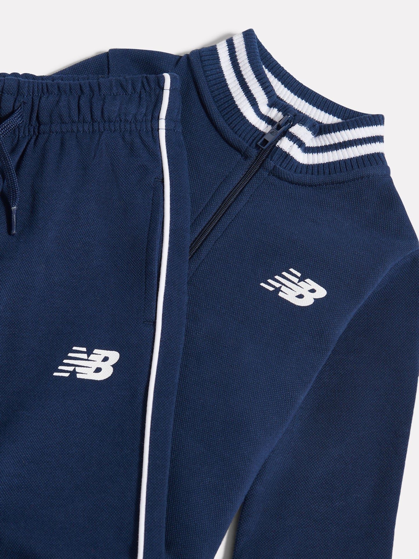 New Balance Blue Double Knit Full Zip Funnel Top + Joggers Set image 3