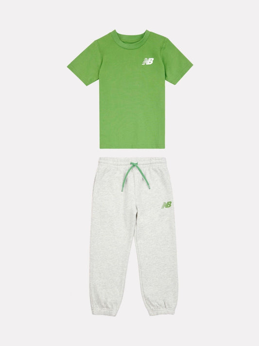 New Balance Green 327 Multi Graphic T-Shirt & FT Joggers Set image 1
