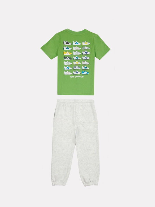 New Balance Green 327 Multi Graphic T-Shirt & FT Joggers Set image 2