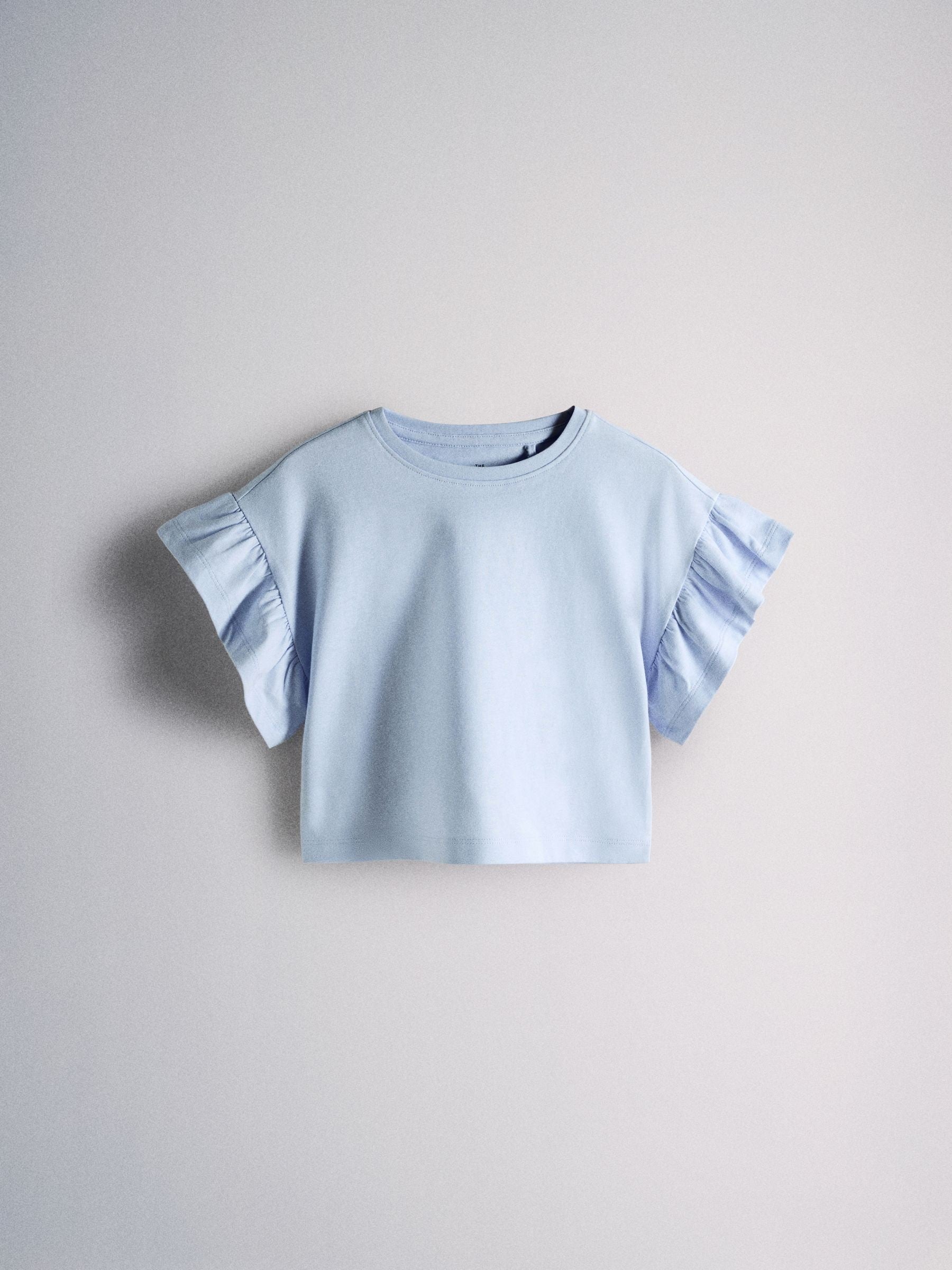 Dsiney Kidz - The Set 4 Pack Frill Sleeve Cotton T-Shirts Navy Blue/Ecru/Stripe image 4