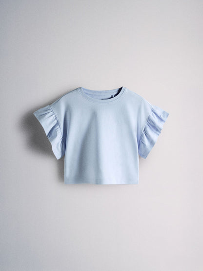 Dsiney Kidz - The Set 4 Pack Frill Sleeve Cotton T-Shirts Navy Blue/Ecru/Stripe image 4