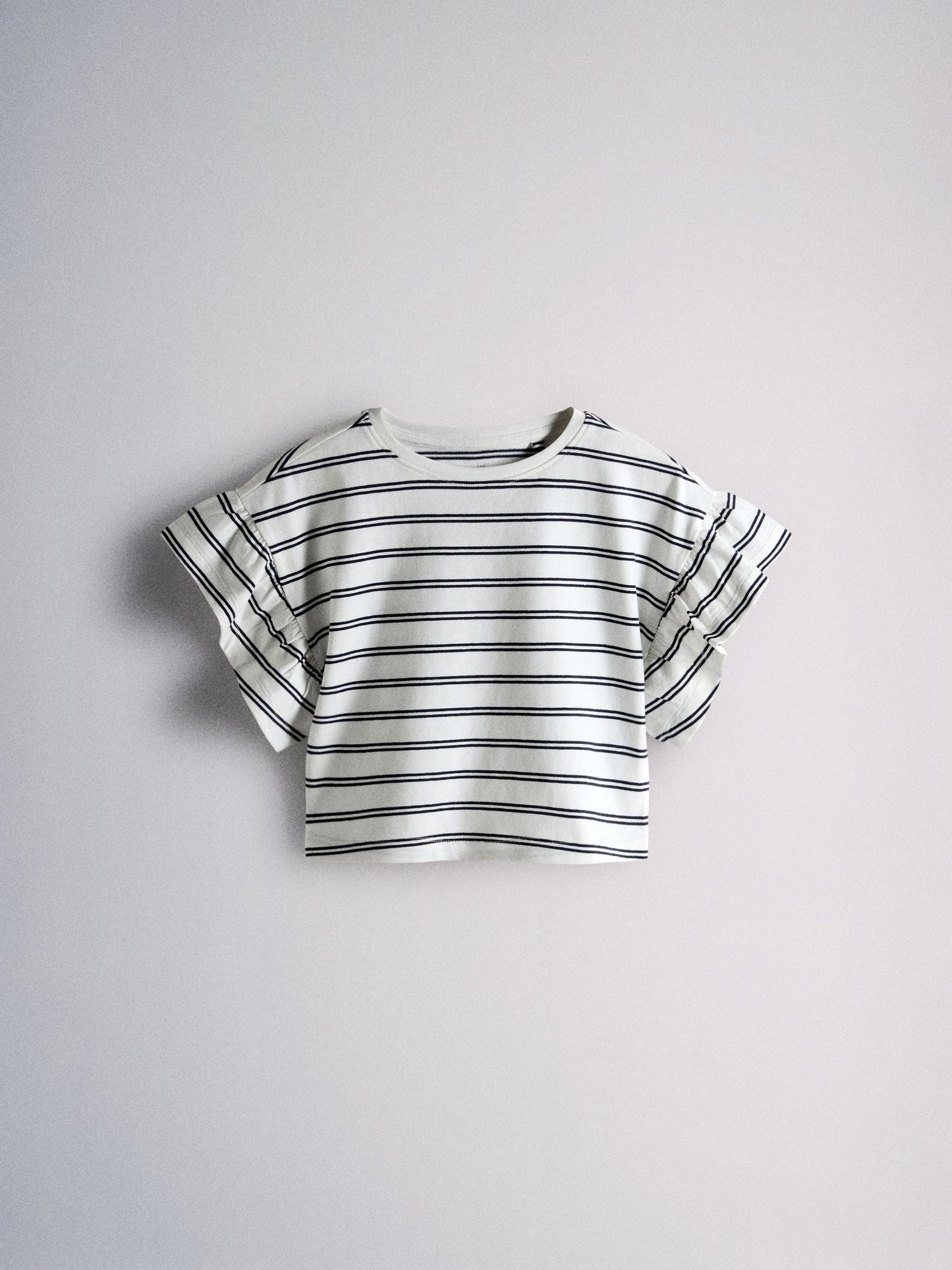 Dsiney Kidz - The Set 4 Pack Frill Sleeve Cotton T-Shirts Navy Blue/Ecru/Stripe image 5