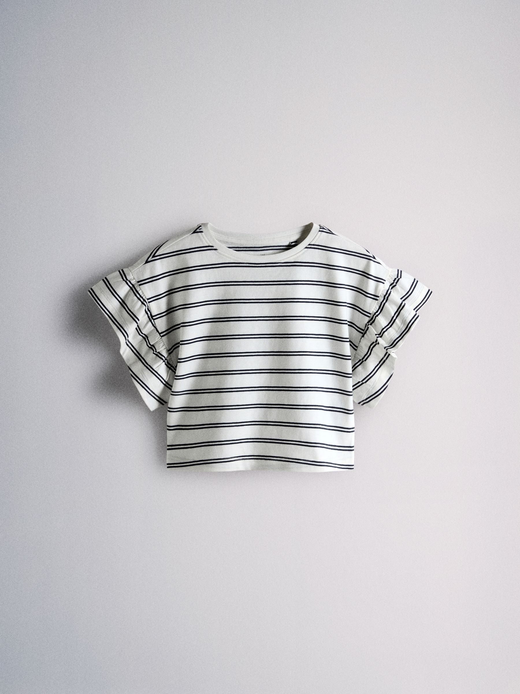 Dsiney Kidz - The Set 4 Pack Frill Sleeve Cotton T-Shirts Navy Blue/Ecru/Stripe image 5