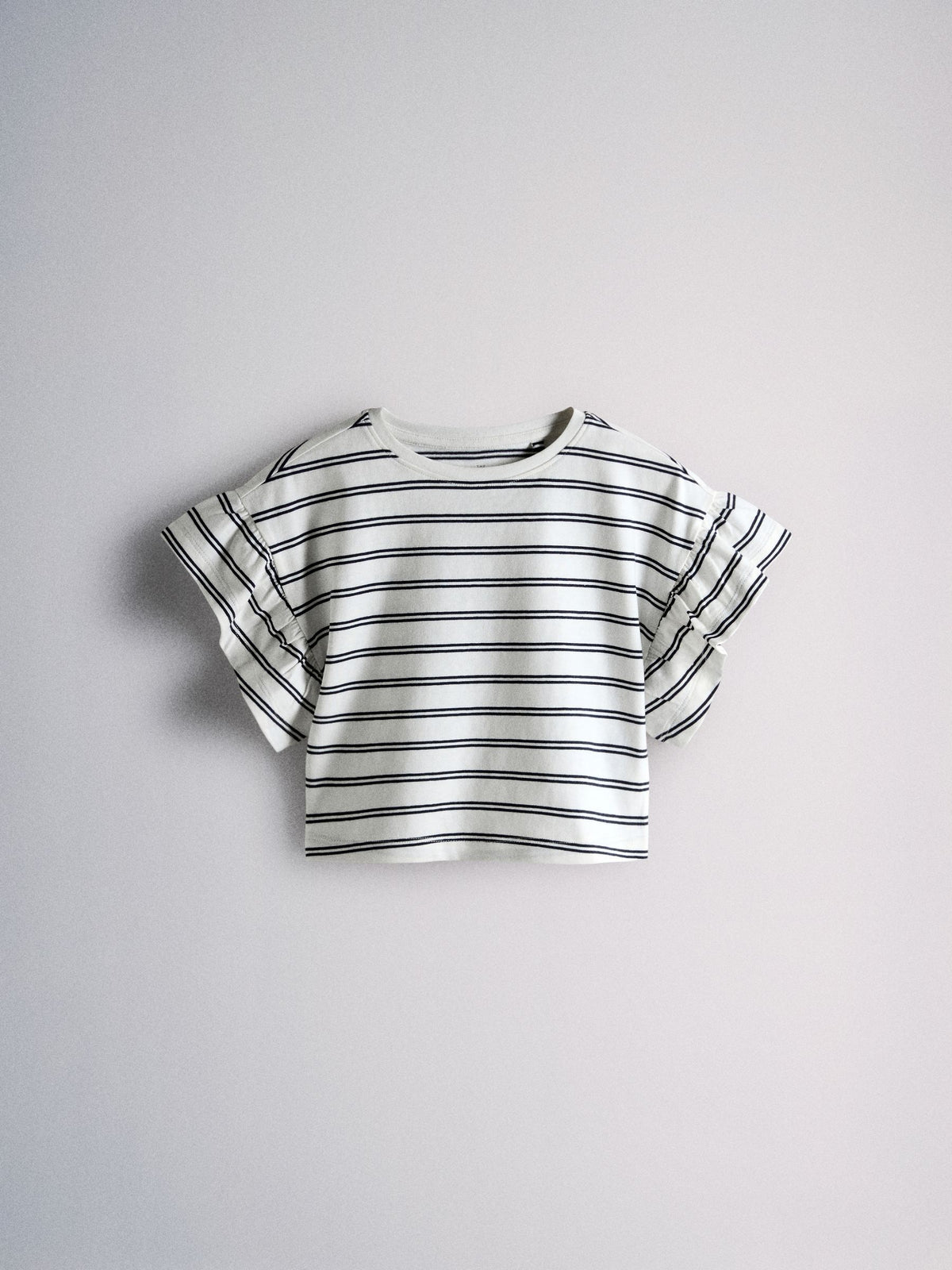 Dsiney Kidz - The Set 4 Pack Frill Sleeve Cotton T-Shirts Navy Blue/Ecru/Stripe image 5
