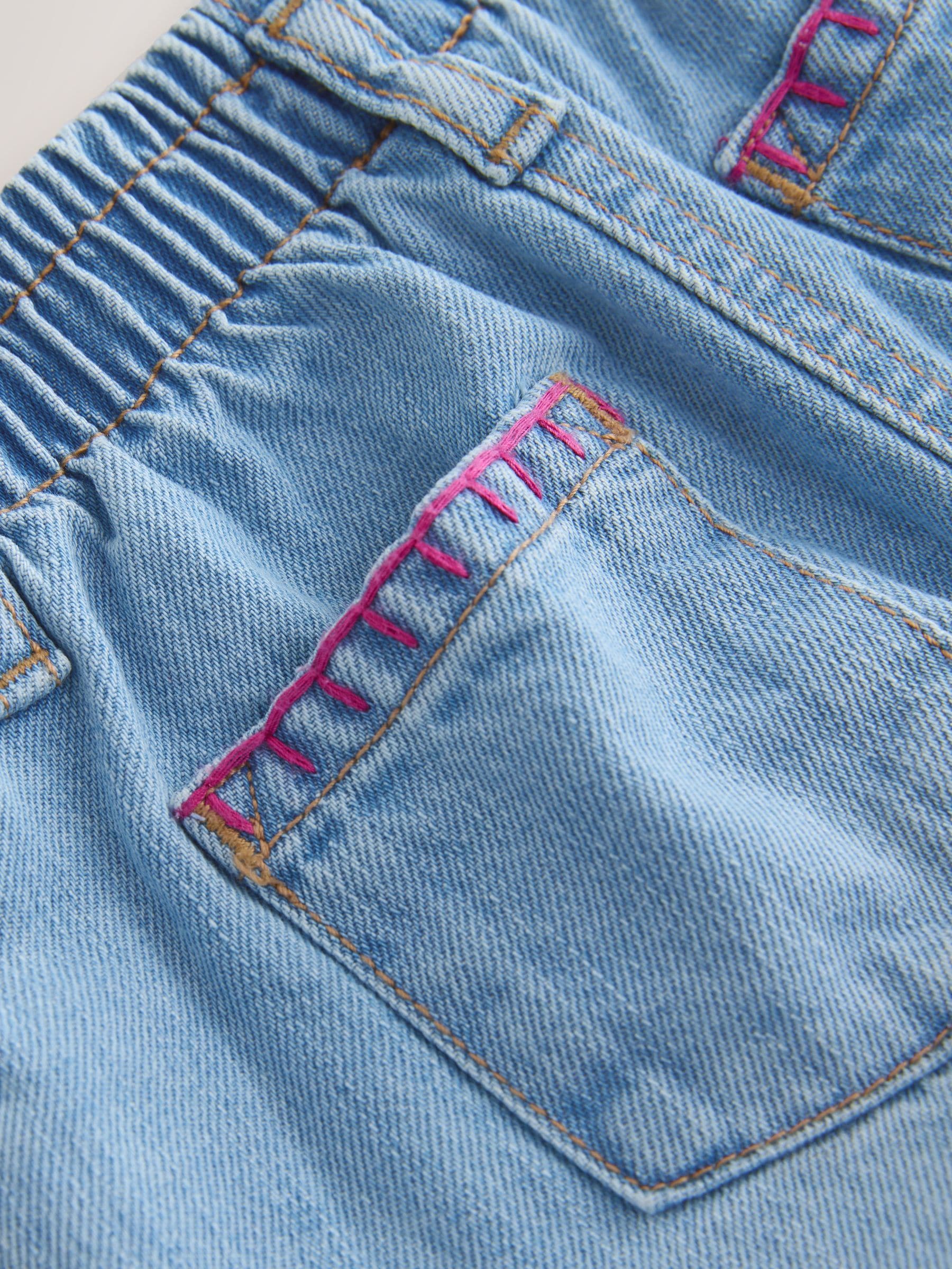 Mid Denim Crochet Flower Pull On Denim Shorts (3mths-10yrs) image 9