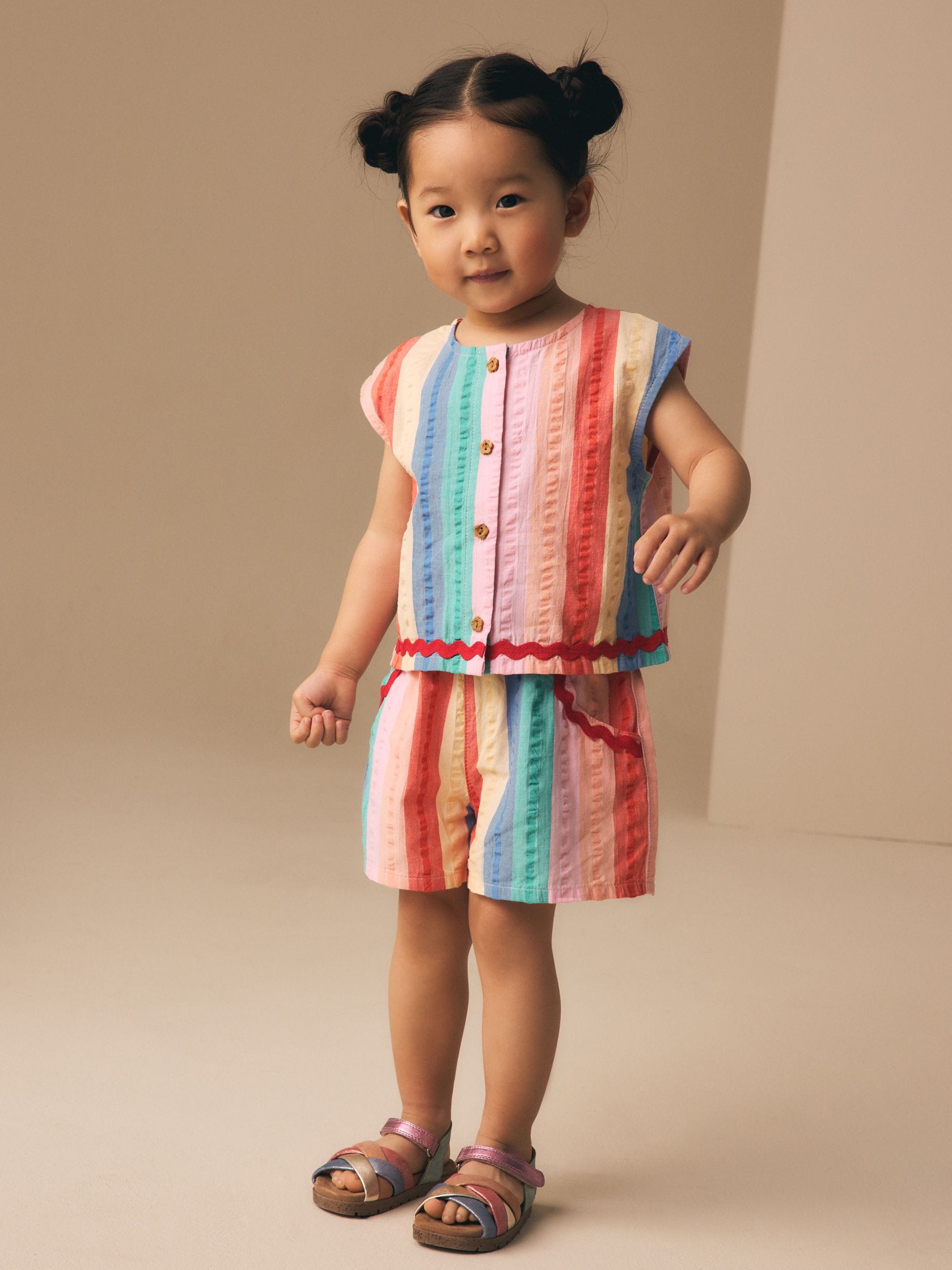 Rainbow Check Ric Rac Sleeveless Top & Shorts Set (3mths-7yrs) image 1