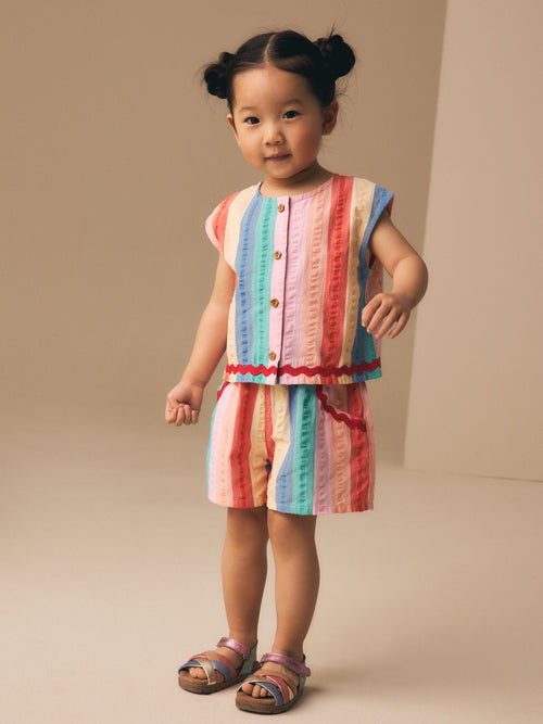 Dsiney Kidz - Rainbow Check Ric Rac Sleeveless Top & Shorts Set (3mths-7yrs) image 1