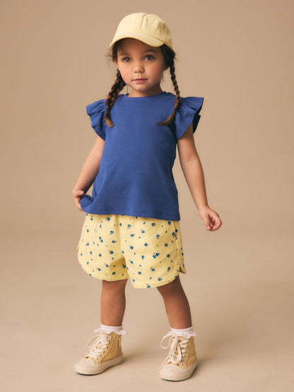 Dsiney Kidz - Yellow/Blue Ditsy Floral Pull On Shorts (3mths-7yrs) image 2