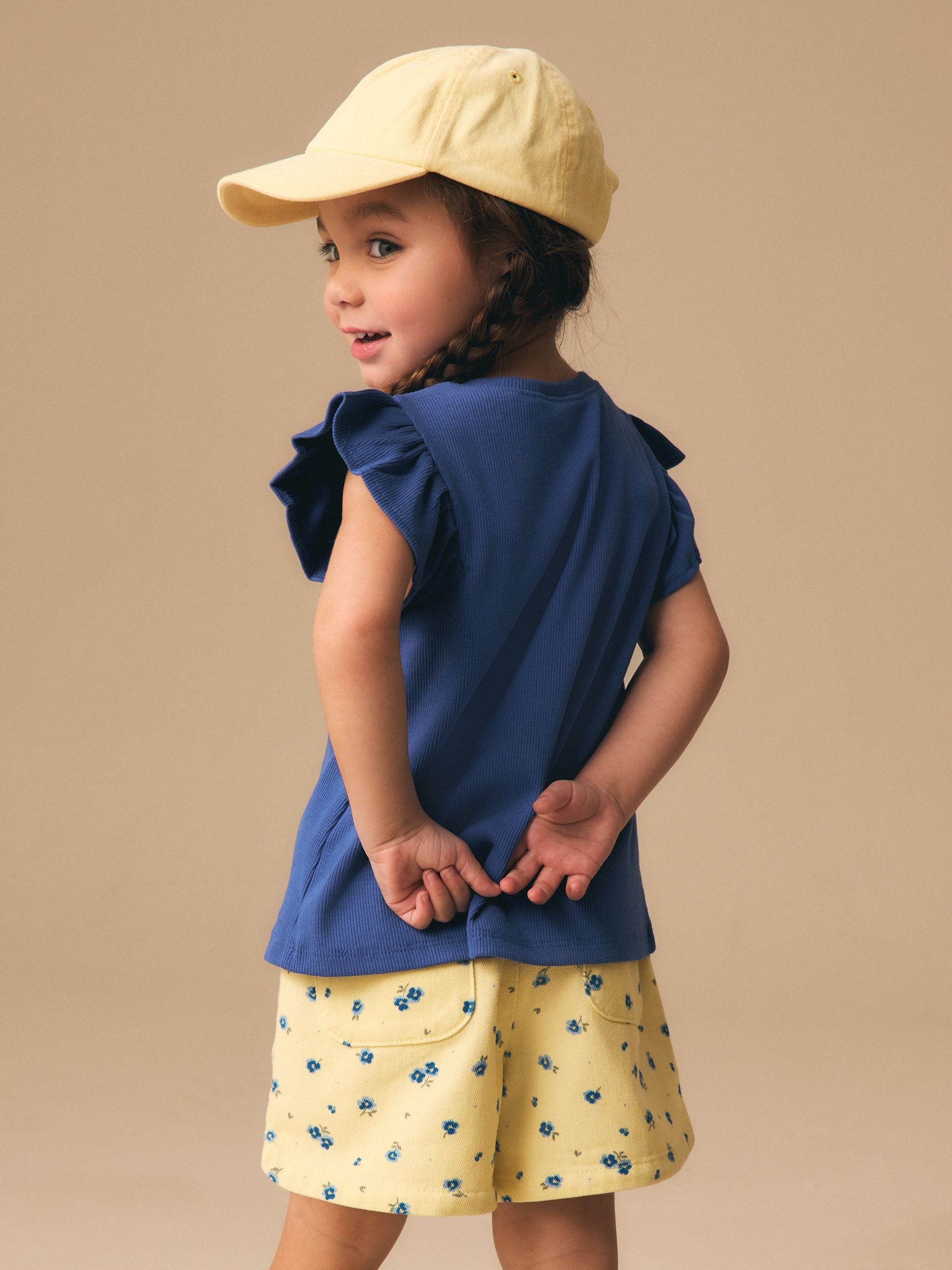 Dsiney Kidz - Yellow/Blue Ditsy Floral Pull On Shorts (3mths-7yrs) image 3