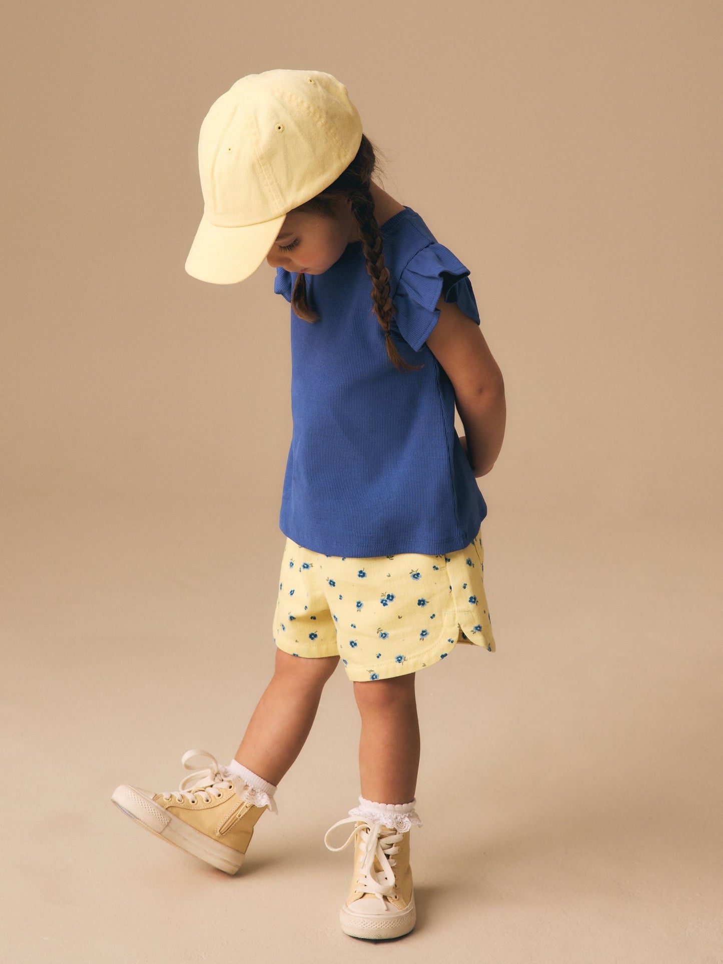 Dsiney Kidz - Yellow/Blue Ditsy Floral Pull On Shorts (3mths-7yrs) image 4