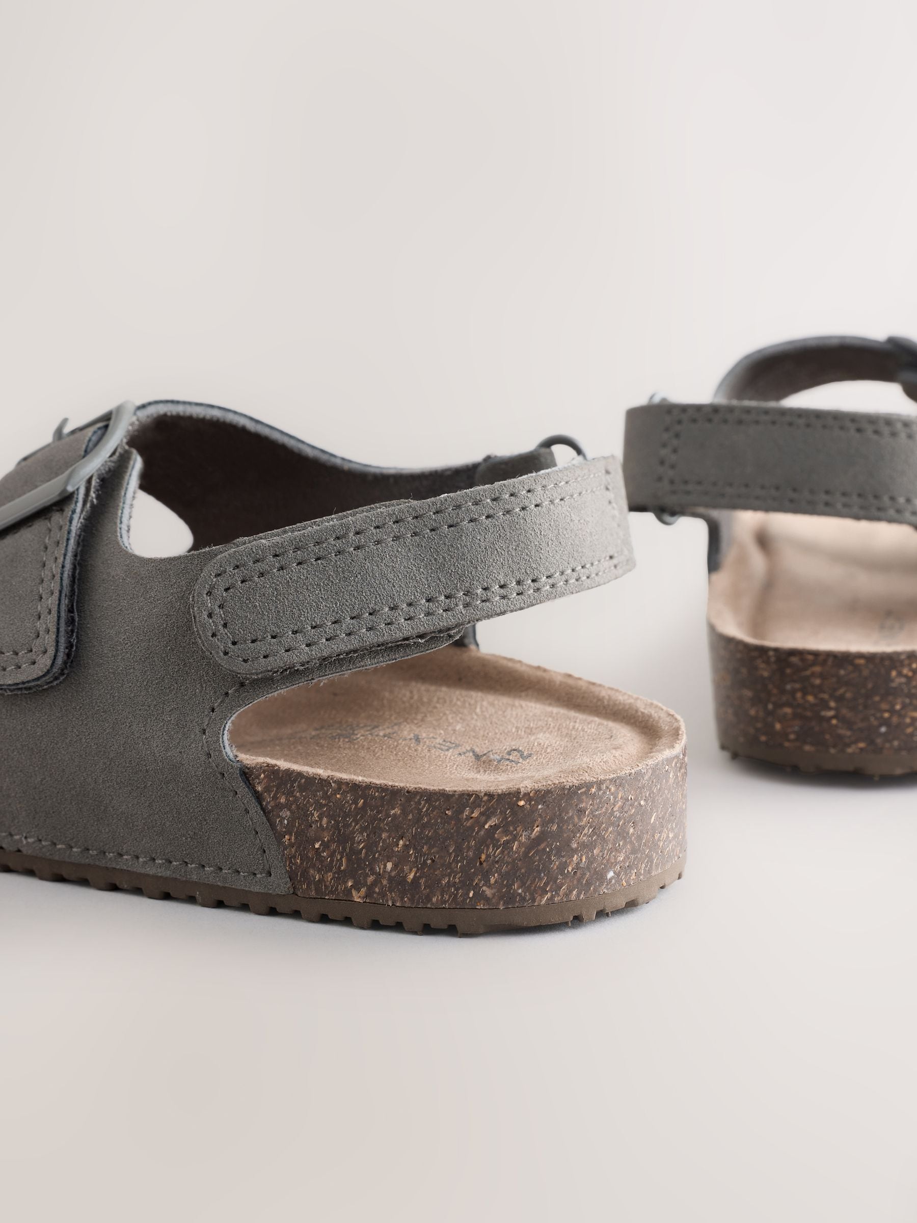 Grey Standard Fit (F) Double Buckle Cushioned Footbed Sandals image 4