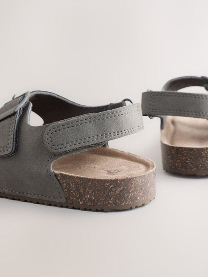 Grey Standard Fit (F) Double Buckle Cushioned Footbed Sandals image 4