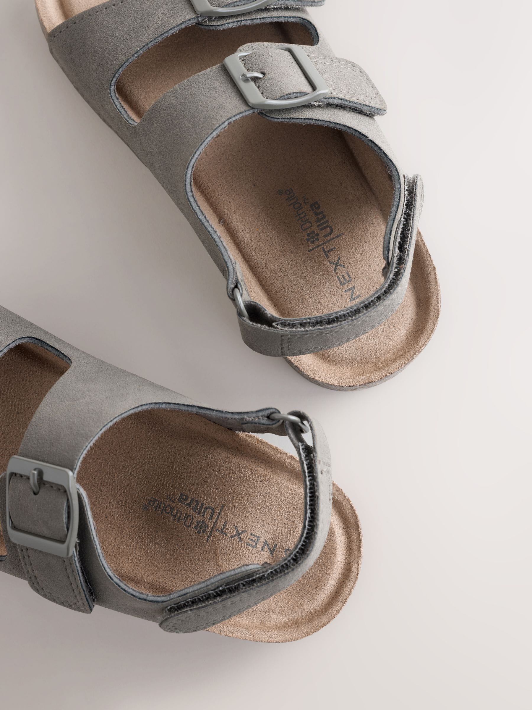Grey Standard Fit (F) Double Buckle Cushioned Footbed Sandals image 6