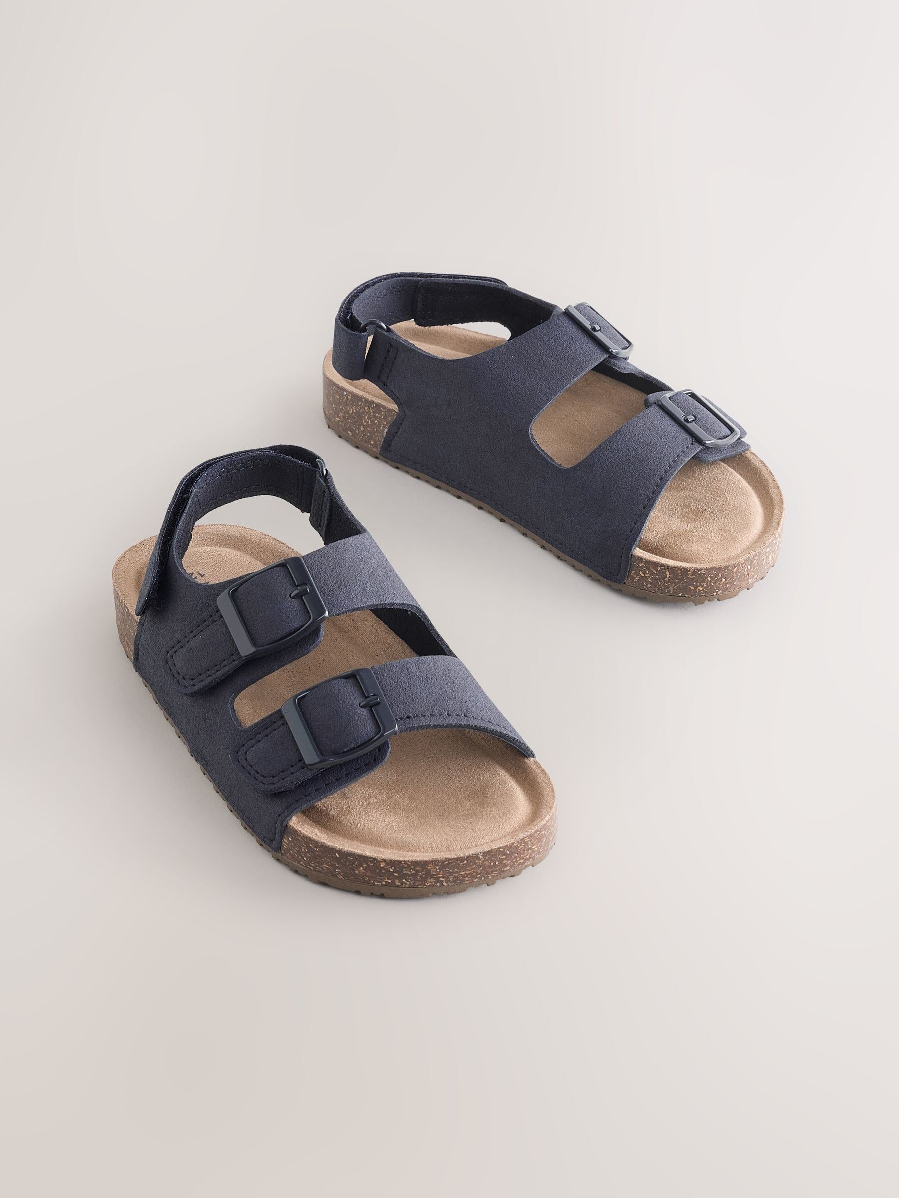 Navy Standard Fit (F) Double Buckle Cushioned Footbed Sandals image 1