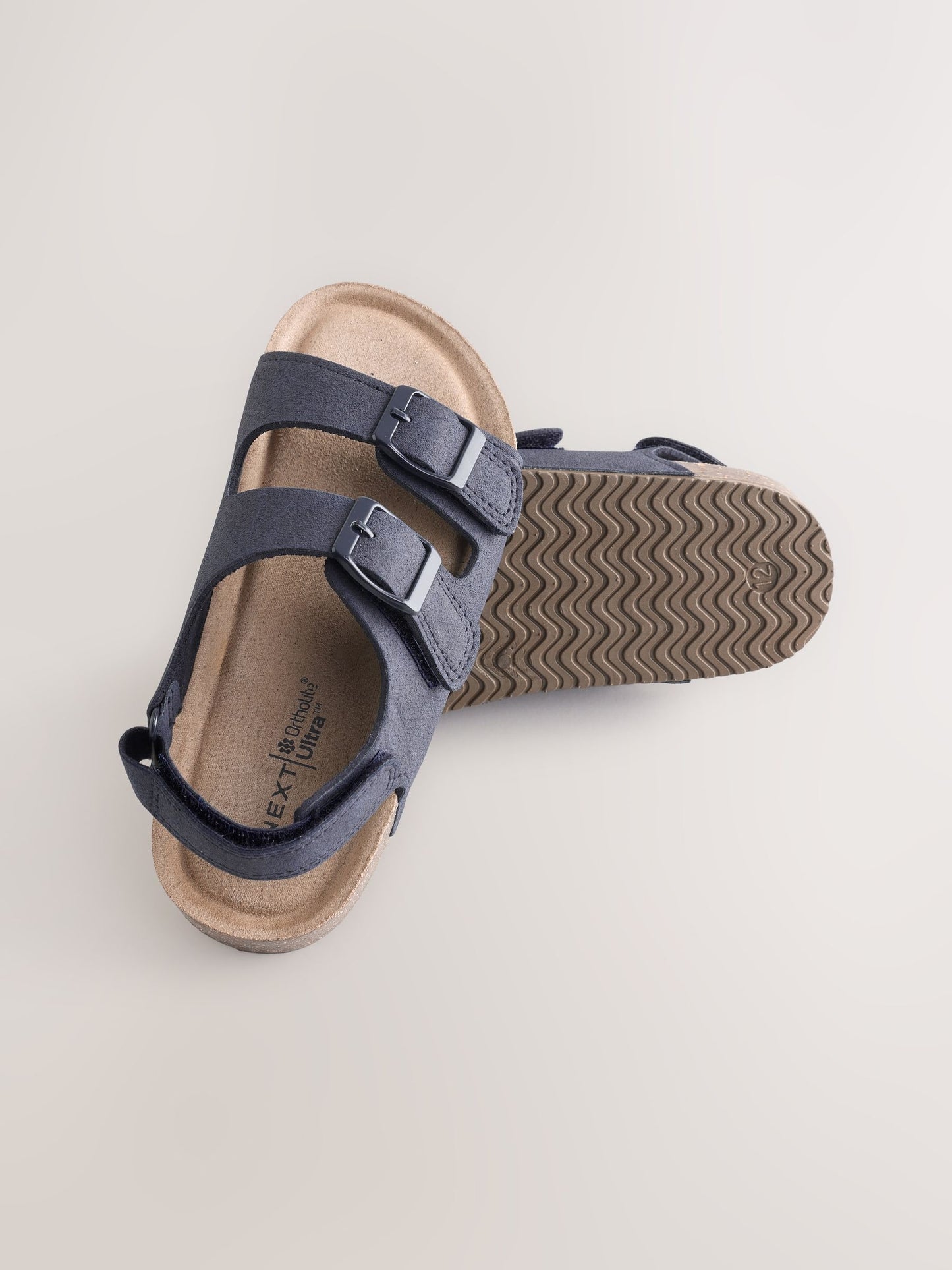 Navy Standard Fit (F) Double Buckle Cushioned Footbed Sandals image 3