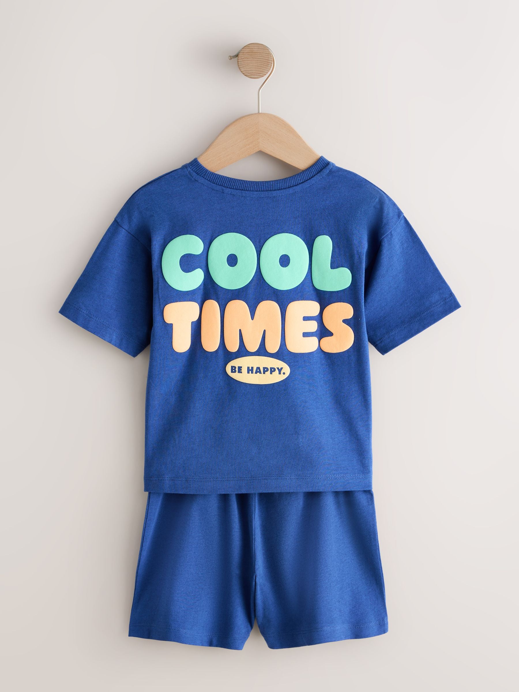 Blue/Stone/Mint Good Times Short Pyjamas 3 Pack (9mths-10yrs) image 4
