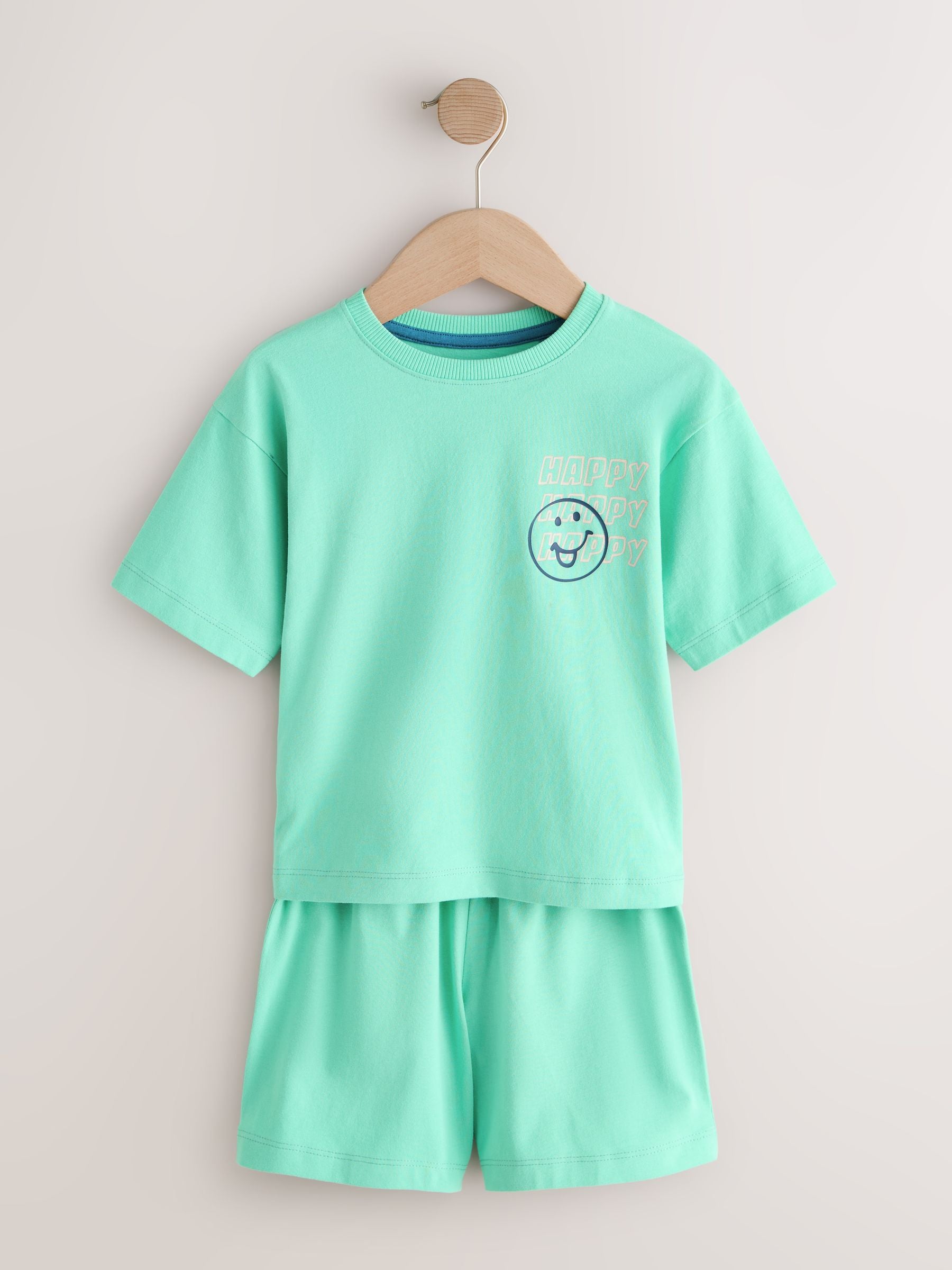 Blue/Stone/Mint Good Times Short Pyjamas 3 Pack (9mths-10yrs) image 6