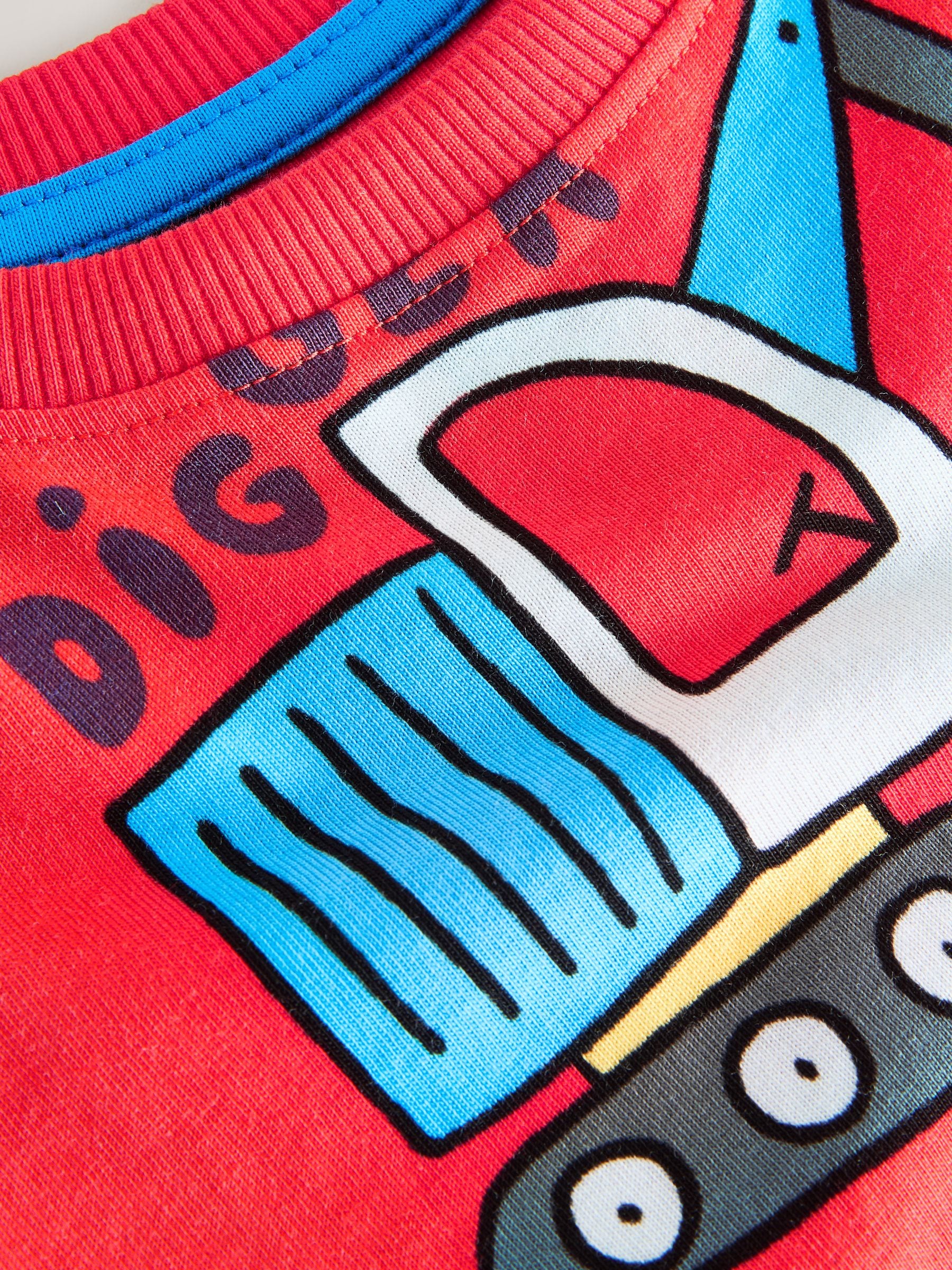 Blue/Green/Red Dino, Digger and Lobster Mixed Short Pyjamas 3 Pack (9mths-8yrs) image 5