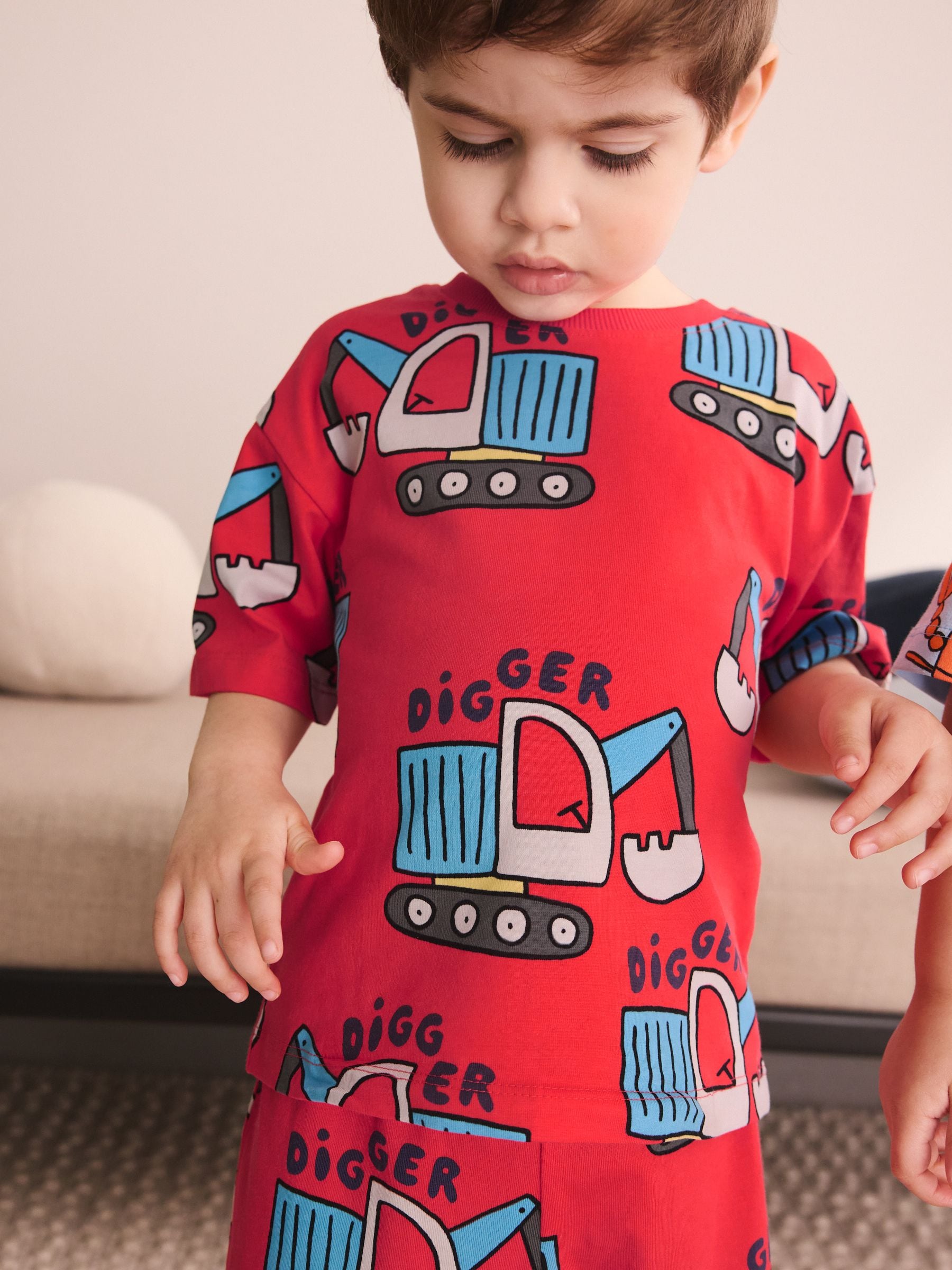 Blue/Green/Red Dino, Digger and Lobster Mixed Short Pyjamas 3 Pack (9mths-8yrs) image 9