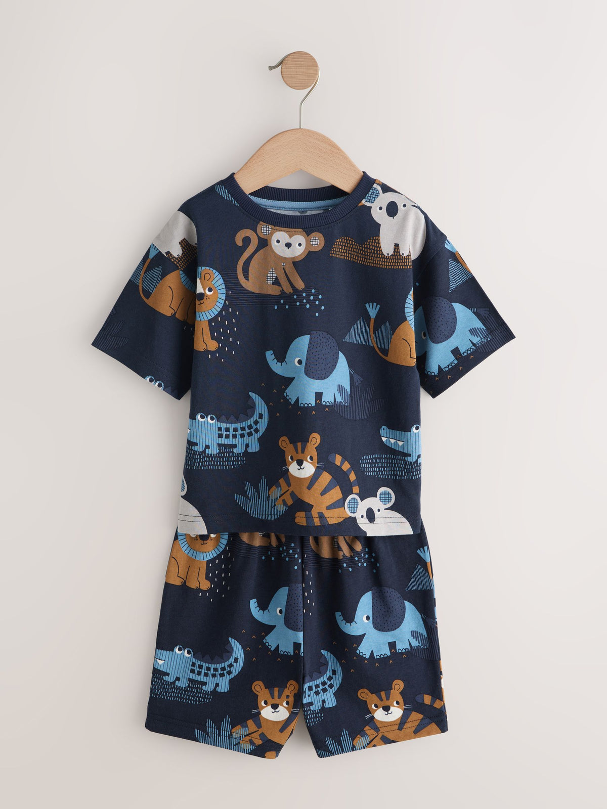 Blue/Ecru Safari Animal Short Pyjamas 3 Pack (9mths-8yrs) - image 7