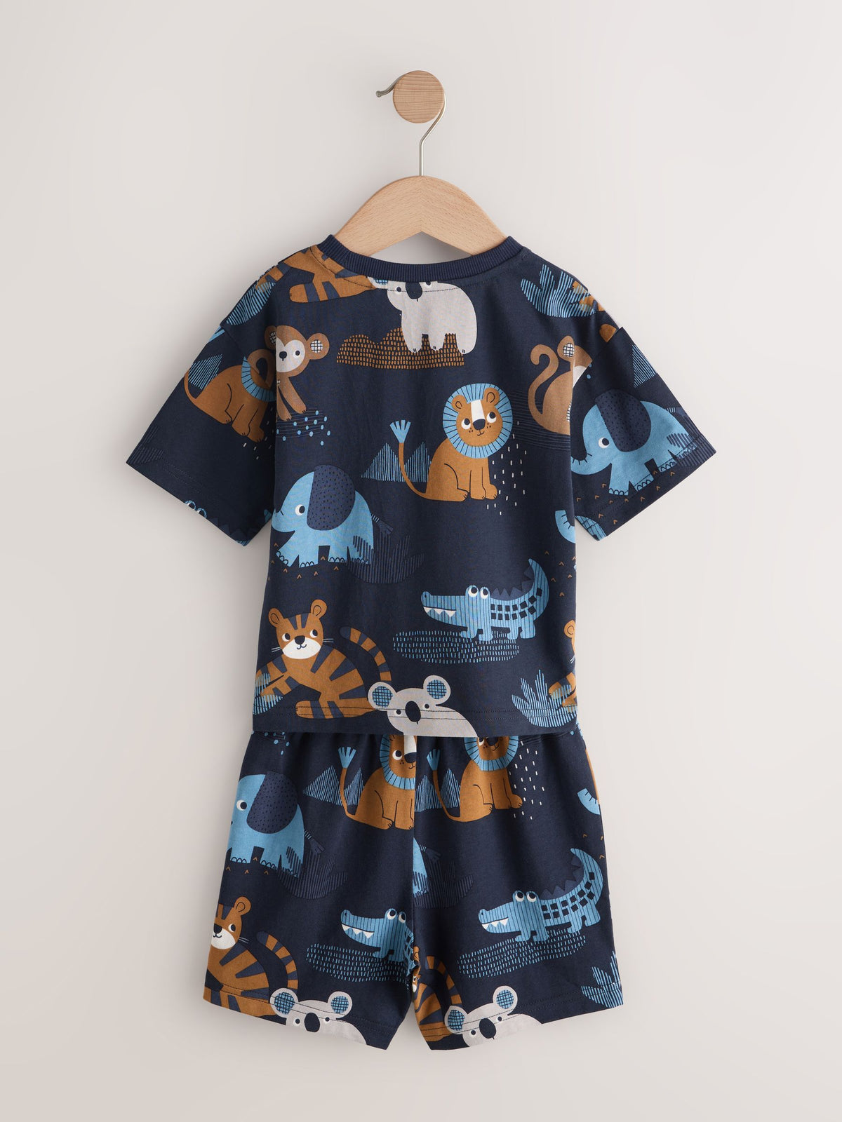 Blue/Ecru Safari Animal Short Pyjamas 3 Pack (9mths-8yrs) - image 8