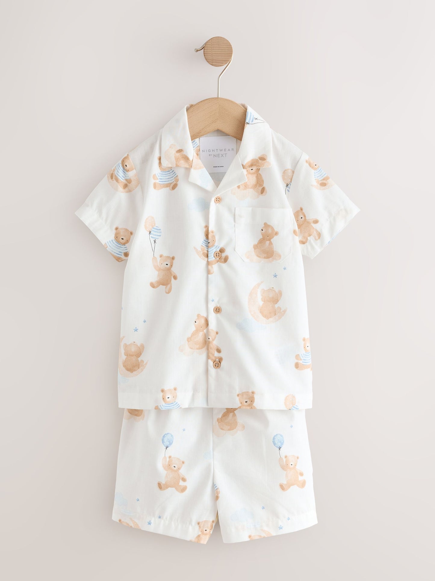 Cream Bear Single Button Through Short Pyjamas (9mths-8yrs) image 7