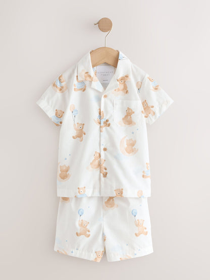 Cream Bear Single Button Through Short Pyjamas (9mths-8yrs) image 7