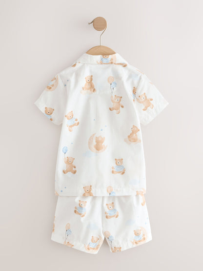 Cream Bear Single Button Through Short Pyjamas (9mths-8yrs) image 8