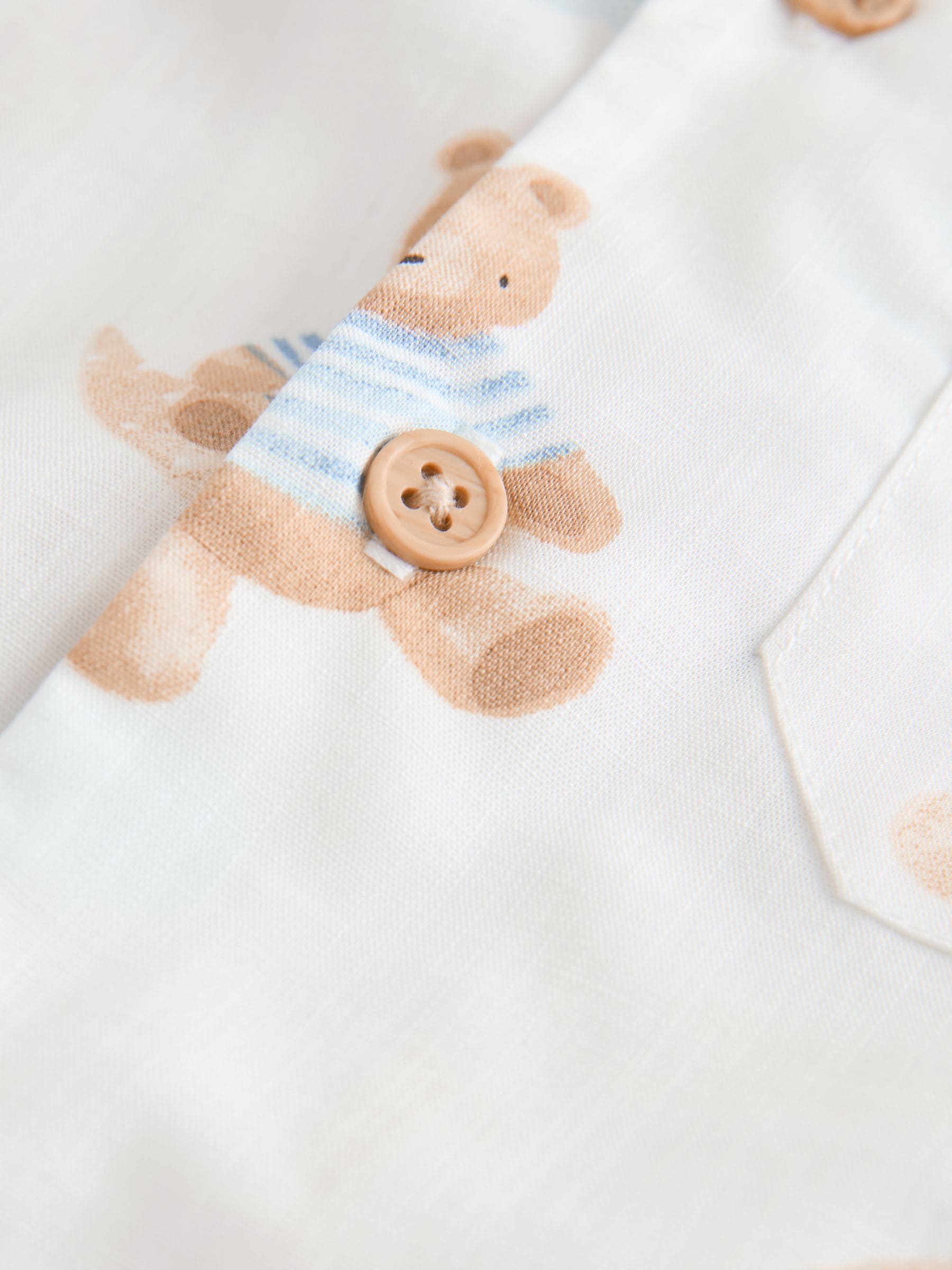 Cream Bear Single Button Through Short Pyjamas (9mths-8yrs) image 9