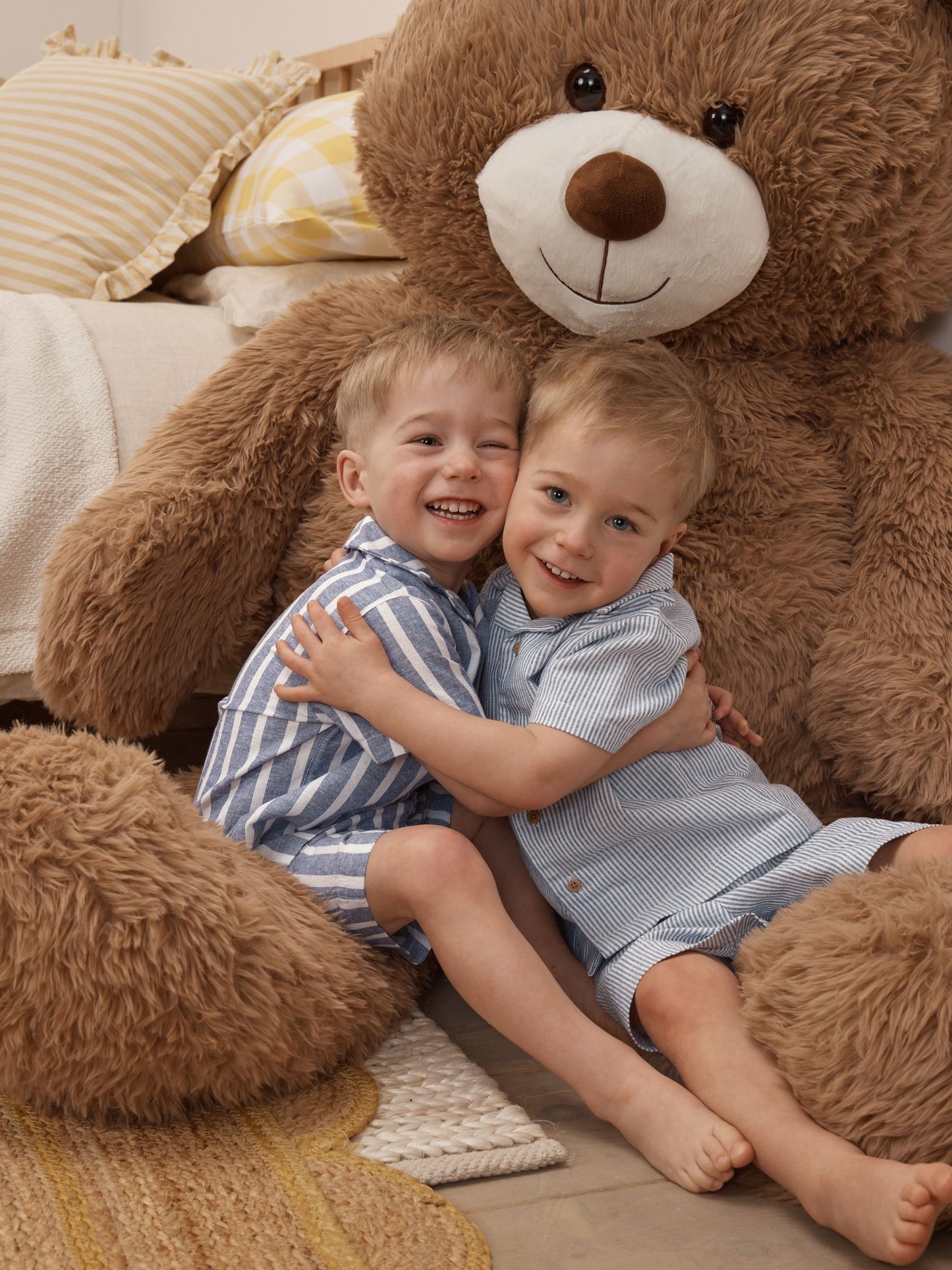 Blue/White Stripe Short Button Through Pyjamas 2 Pack (9mths-8yrs) image 5