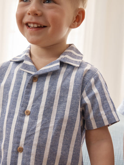 Blue/White Stripe Short Button Through Pyjamas 2 Pack (9mths-8yrs) image 6
