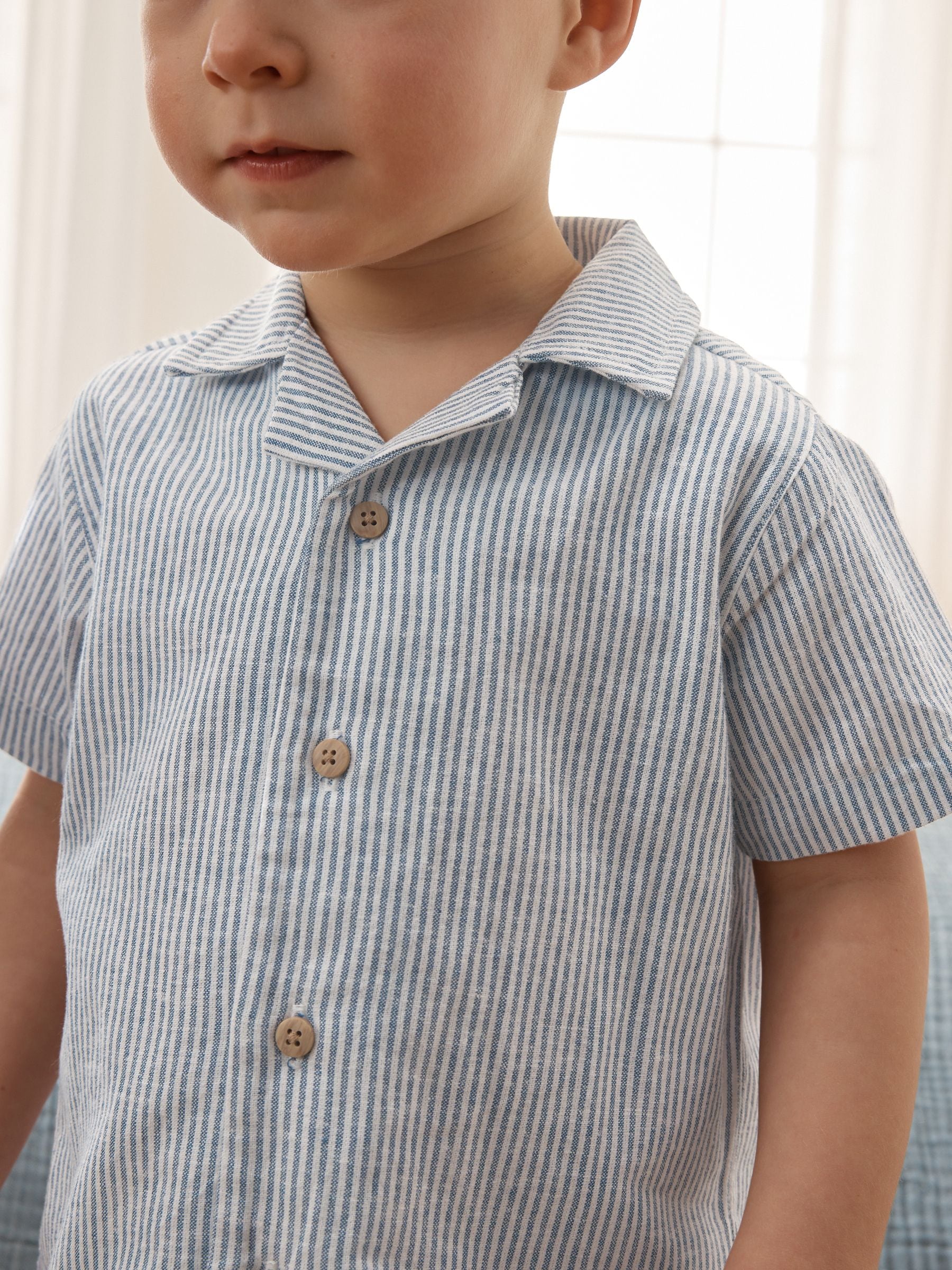 Blue/White Stripe Short Button Through Pyjamas 2 Pack (9mths-8yrs) image 7