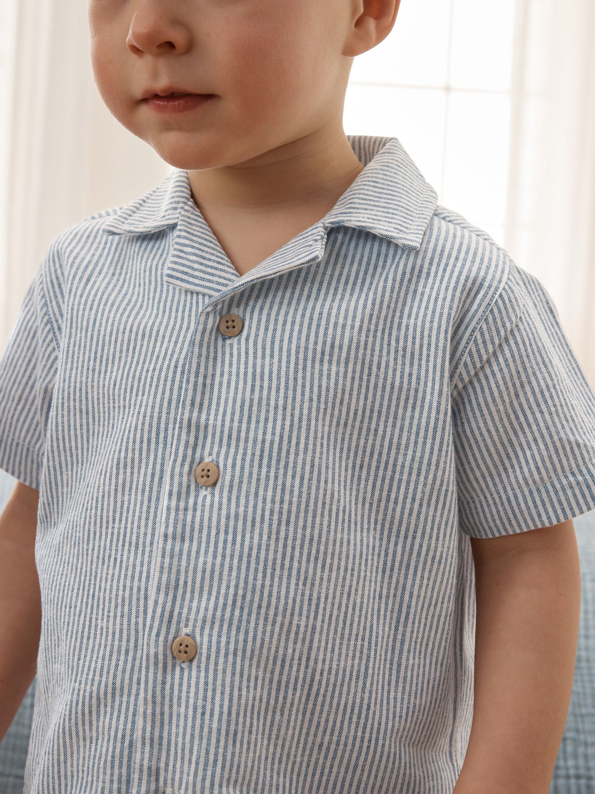 Blue/White Stripe Short Button Through Pyjamas 2 Pack (9mths-8yrs) - image 4