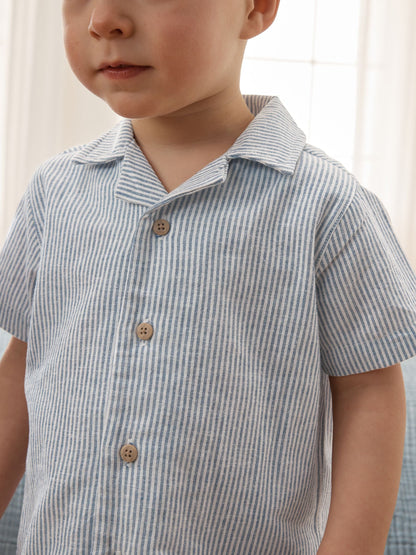 Blue/White Stripe Short Button Through Pyjamas 2 Pack (9mths-8yrs) image 7