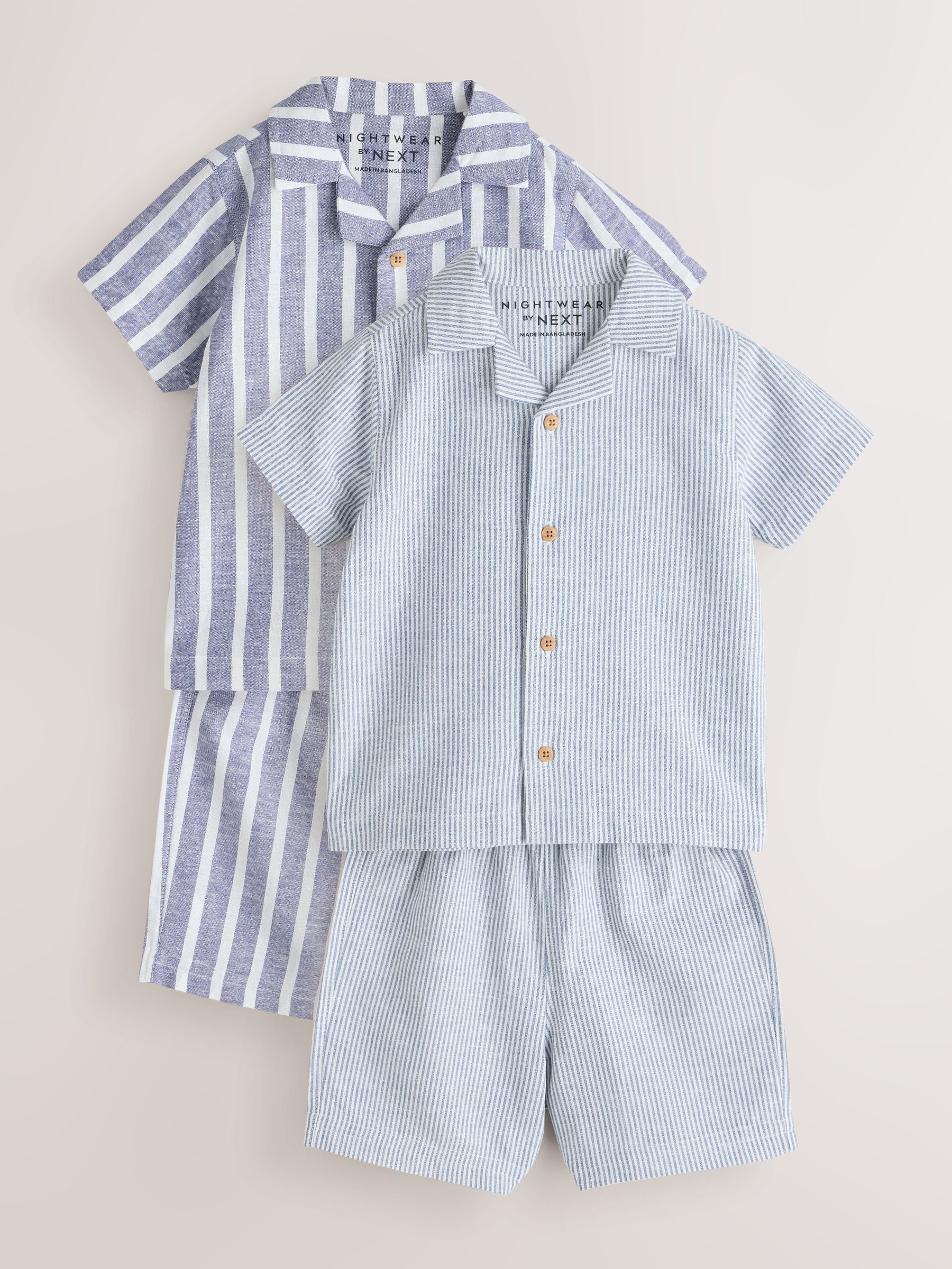 Blue/White Stripe Short Button Through Pyjamas 2 Pack (9mths-8yrs) image 8