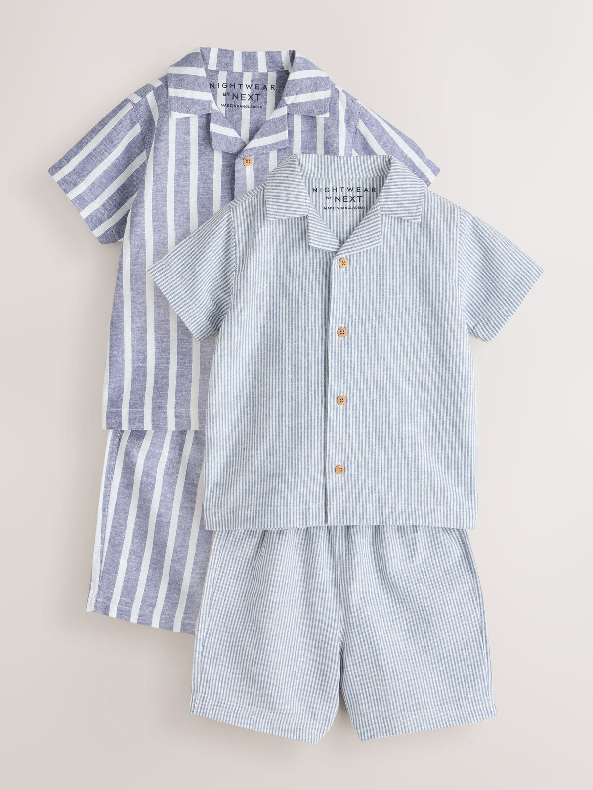 Blue/White Stripe Short Button Through Pyjamas 2 Pack (9mths-8yrs) - image 5