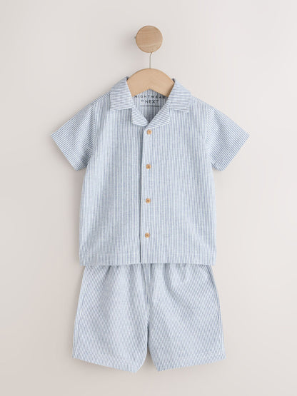 Blue/White Stripe Short Button Through Pyjamas 2 Pack (9mths-8yrs) image 9