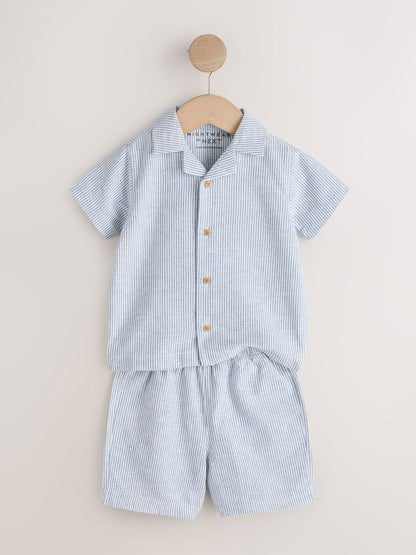 Blue/White Stripe Short Button Through Pyjamas 2 Pack (9mths-8yrs) - image 7