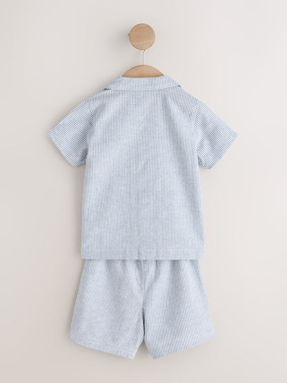 Blue/White Stripe Short Button Through Pyjamas 2 Pack (9mths-8yrs) - image 8