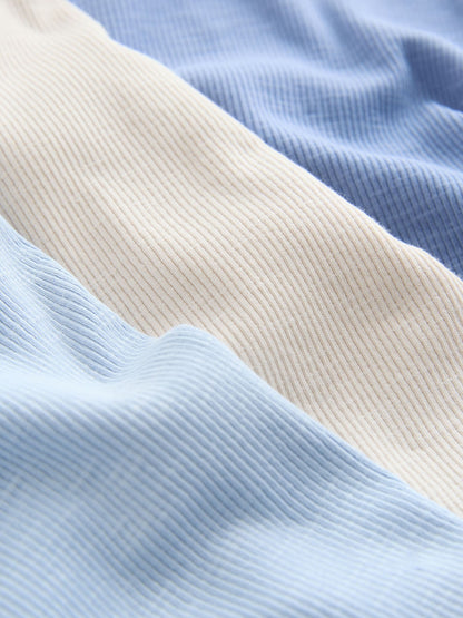 Blue/Neutral Plain Short Pyjamas 3 Pack (9mths-10yrs) image 4
