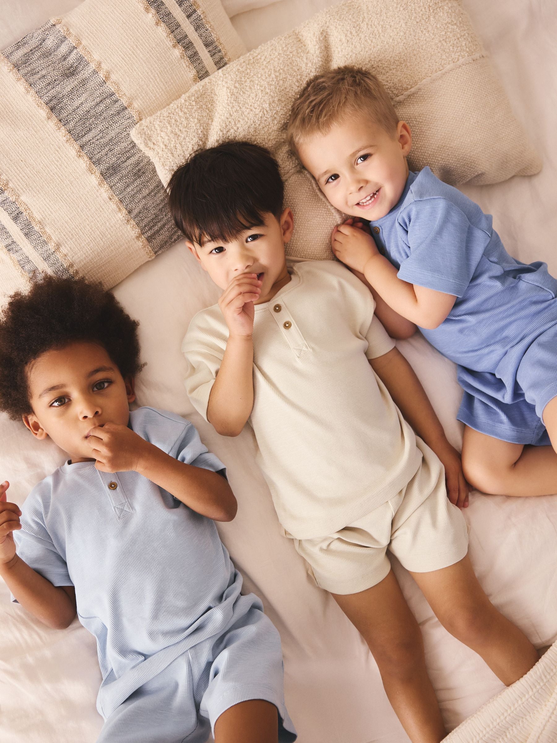 Blue/Neutral Plain Short Pyjamas 3 Pack (9mths-10yrs) image 5