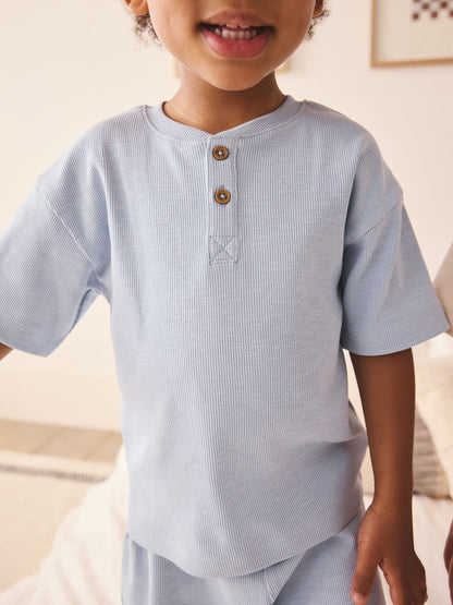 Blue/Neutral Plain Short Pyjamas 3 Pack (9mths-10yrs) image 8