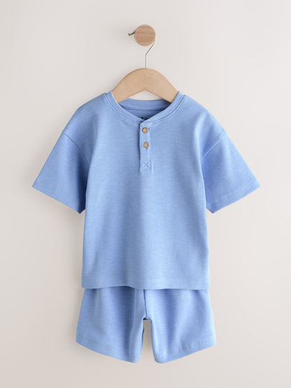 Blue/Neutral Plain Short Pyjamas 3 Pack (9mths-10yrs) image 10