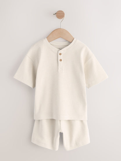 Blue/Neutral Plain Short Pyjamas 3 Pack (9mths-10yrs) image 11