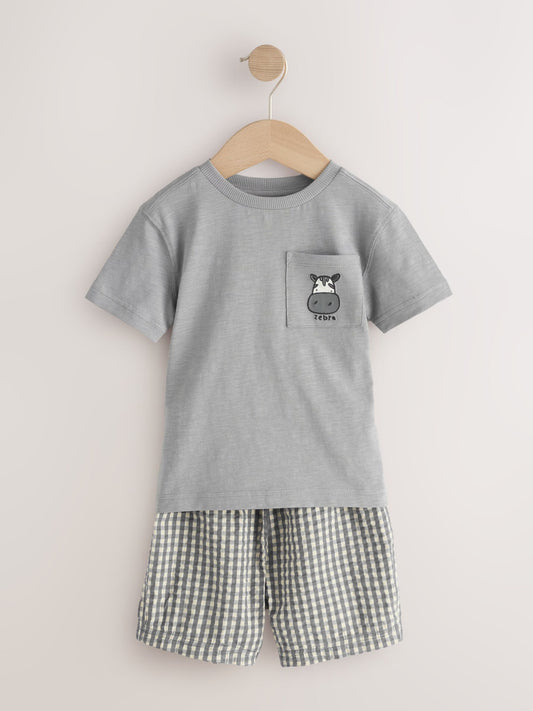 Brown/Cream/Grey Animal Short Pyjamas 3 Pack (9mths-8yrs) image 3