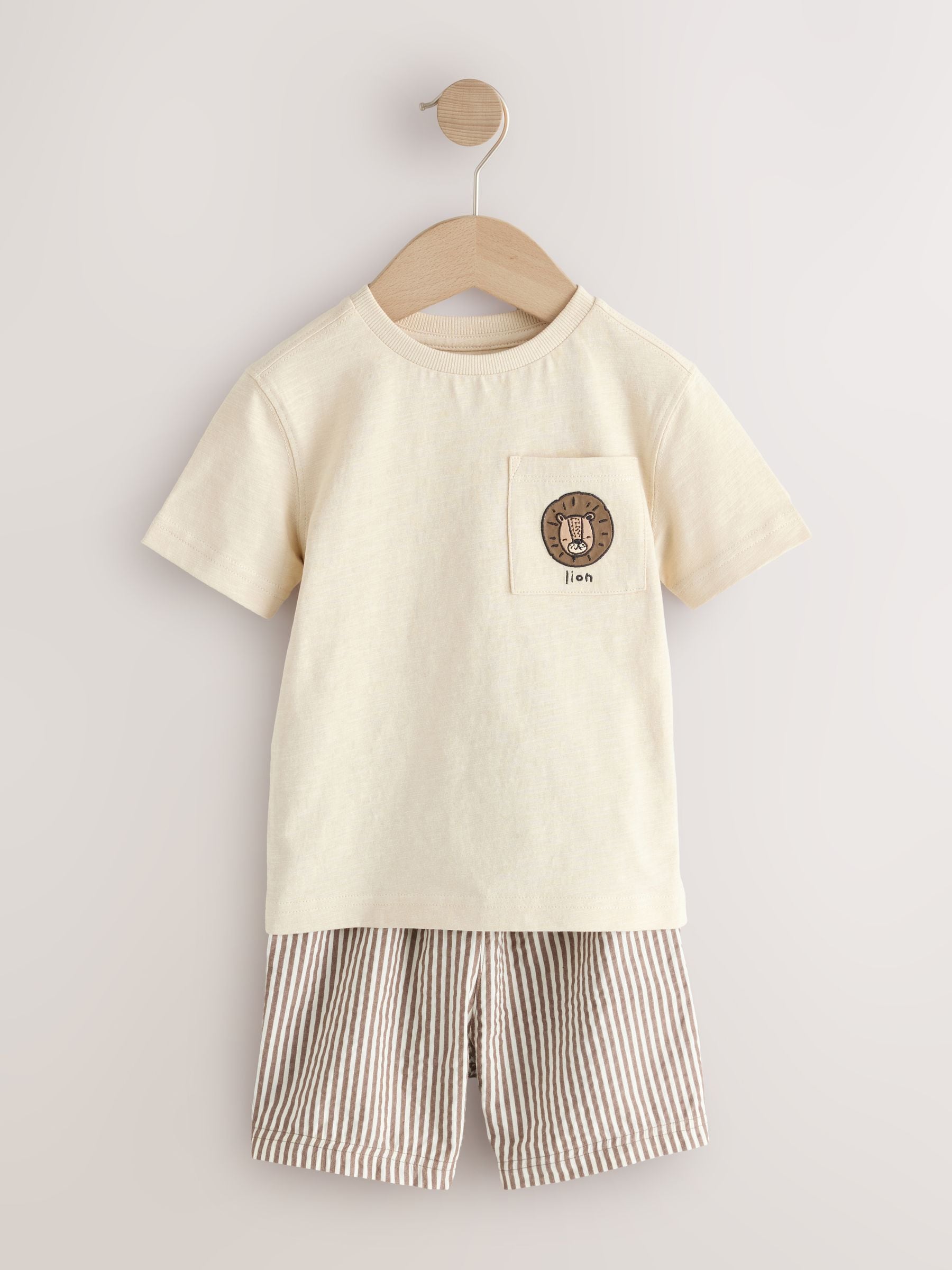 Brown/Cream/Grey Animal Short Pyjamas 3 Pack (9mths-8yrs) image 6