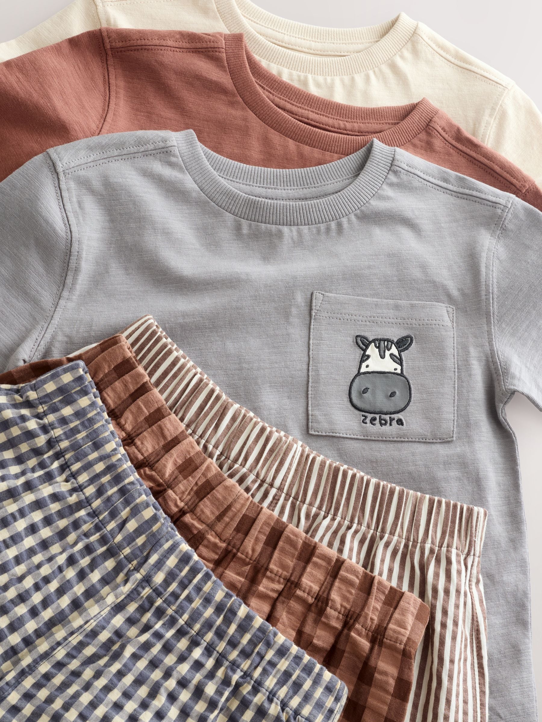 Brown/Cream/Grey Animal Short Pyjamas 3 Pack (9mths-8yrs) image 7
